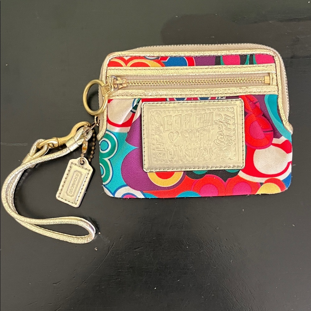 Coach Poppy Multicolor Graffiti wristlet